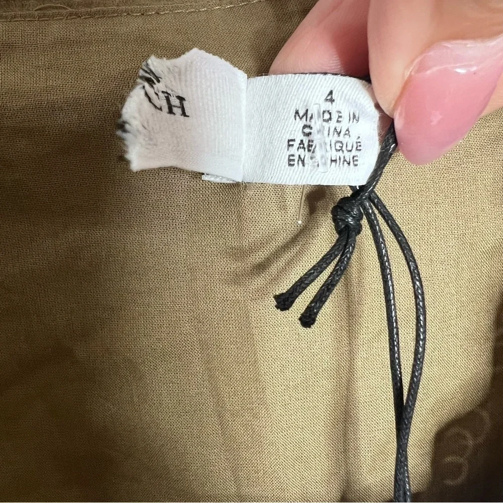 Coach Midi Dress Women’s 4 Eyelet Wrap Milkmaid Cottage Pockets Olive FF
